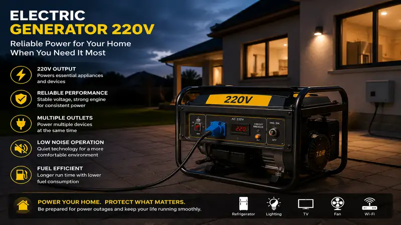 Electric generator 220v powering household appliances during a power outage
