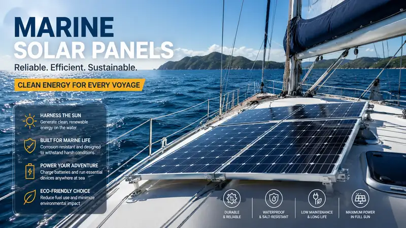 Marine solar panels installed on a sailboat for reliable off-grid power at sea