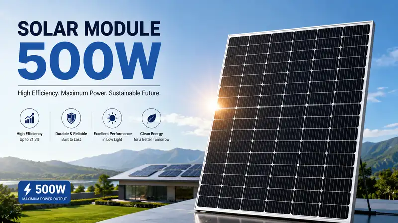 High-efficiency solar module 500w installed outdoors to generate clean and reliable energy for residential and commercial use