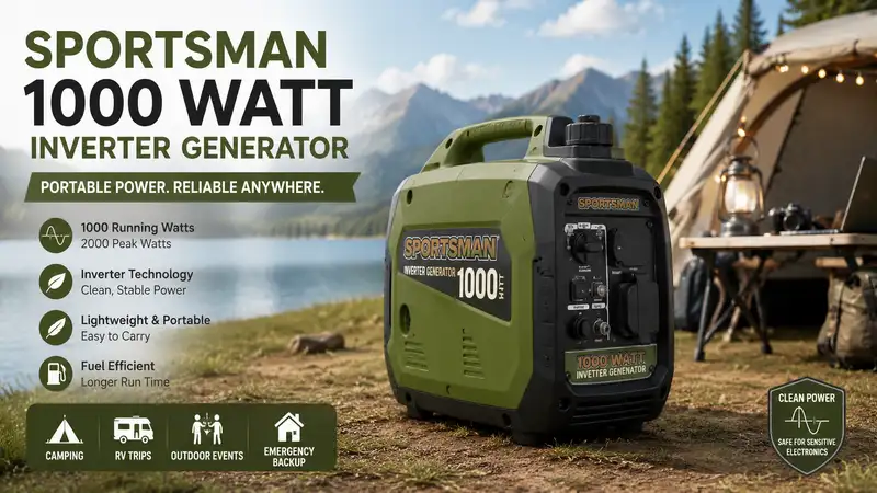 sportsman 1000 watt inverter generator providing portable power for camping, outdoor adventures, and emergency backup