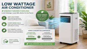 Low wattage air conditioner designed for energy-saving home cooling