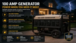 Portable 100 amp generator supplying electricity during a power outage