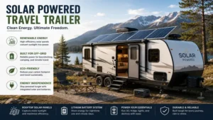 Solar powered travel trailer providing reliable renewable energy for extended off-grid travel