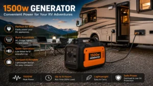 1500w generator providing convenient power for an RV during outdoor travel