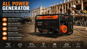 all power generator delivering portable power for construction sites and professional equipment.