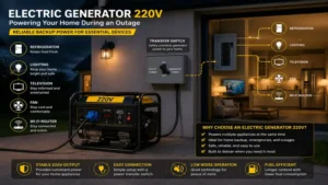 Electric generator 220v connected to essential home appliances during an emergency