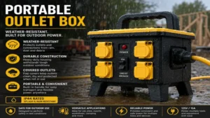 portable outlet box designed with weather-resistant construction for outdoor electrical use