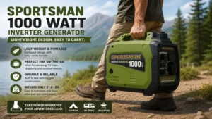 Lightweight sportsman 1000 watt inverter generator with easy-carry handle for portable power