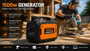 1500w generator running essential power tools for outdoor projects and work