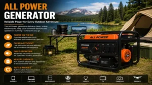 all power generator operating outdoors to provide dependable power for tools and appliances.