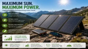High-efficiency backpacking solar panel positioned under direct sunlight for maximum output
