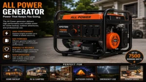 Gas-powered all power generator designed for high-performance backup and recreational use.