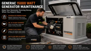 Routine maintenance of a Generac 15000 watt generator to ensure long-term performance and reliability.