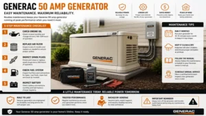 Routine maintenance tips to keep a generac 50 amp generator operating efficiently.