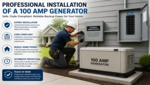Professional installation of a 100 amp generator for residential use