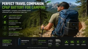 Portable cpap battery for camping packed with essential backpacking and camping gear.