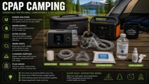 CPAP camping essentials organized for reliable and comfortable outdoor sleep