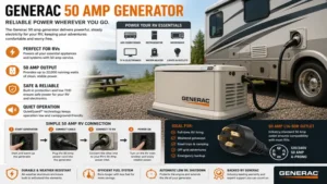 Using a generac 50 amp generator with a 50 amp RV connection for dependable portable power.