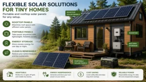 Portable and rooftop tiny home solar panels providing flexible renewable energy solutions