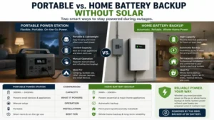Comparison of a portable power station and home battery backup without solar for emergency backup power.