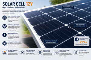 Close-up view of durable solar cell 12v photovoltaic cells with efficient energy conversion