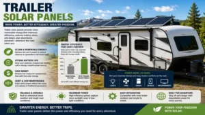 trailer solar panels improving energy efficiency for RV and utility trailer electrical systems.