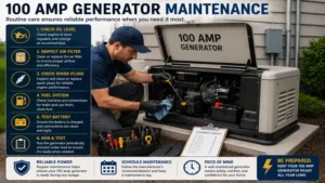 Routine maintenance of a 100 amp generator to ensure dependable performance