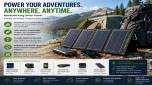 Backpacking solar panel providing reliable renewable energy for camping and backpacking trips