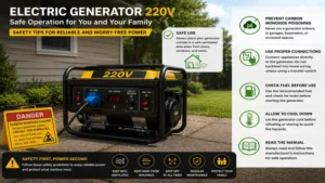 Safe operation of an electric generator 220v with proper outdoor placement and ventilation