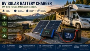 RV solar battery charger supporting off-grid RV adventures with dependable solar-powered electricity