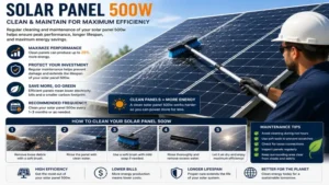 Cleaning and maintaining a solar panel 500w to maximize energy efficiency.