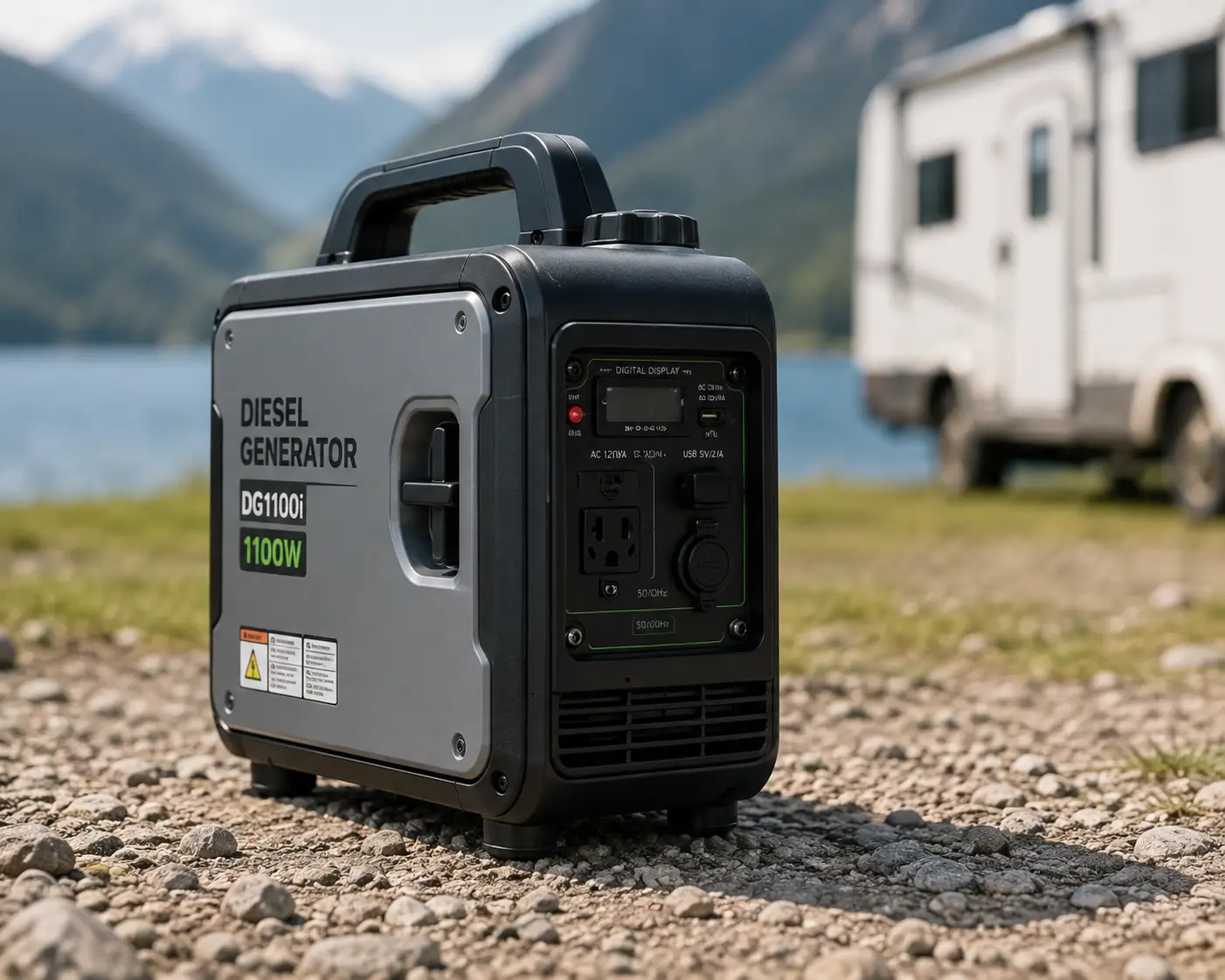 Compact smallest diesel generator for portable power at a campsite