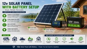 12v solar panel with battery setup for home and outdoor power