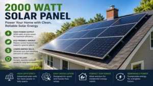  2000 watt solar panel installed on a residential rooftop under bright sunlight