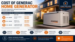 Cost of Generac home generator based on power capacity and household needs