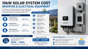 10kw solar system cost showing the inverter and electrical equipment needed to convert solar power for residential use