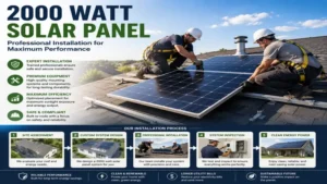 2000 watt solar panel installation showing panels mounted securely on a rooftop