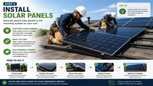 how to install solar energy by attaching photovoltaic solar panels to the roof mounting system