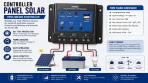 controller panel solar with PWM charging control for small off-grid solar systems