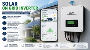 Solar on grid inverter with smart monitoring to track energy production and system performance