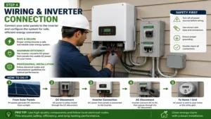 how to install solar energy by connecting solar panels to an inverter with safe electrical wiring