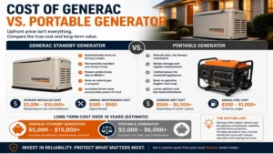 Cost of Generac compared with a portable generator for long-term backup power