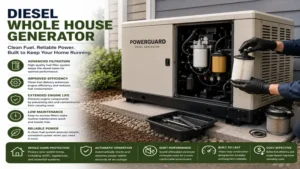 diesel whole house generator receiving routine maintenance for reliable long-term performance