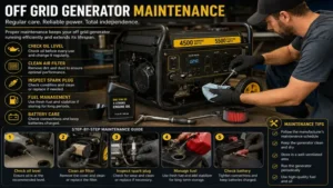 Routine maintenance of an off grid generator to improve performance and lifespan