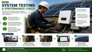 how to install solar energy through system testing and performance checks before activation