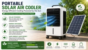 Portable solar air cooler using solar energy for efficient and environmentally friendly cooling