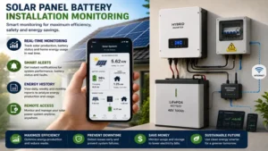 Solar panel battery installation monitoring with real-time energy tracking and smart performance management