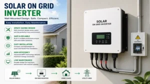 Solar on grid inverter mounted on a wall for safe installation and easy maintenance