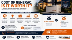 Cost of Generac evaluated against reliability, convenience, and home protection benefits